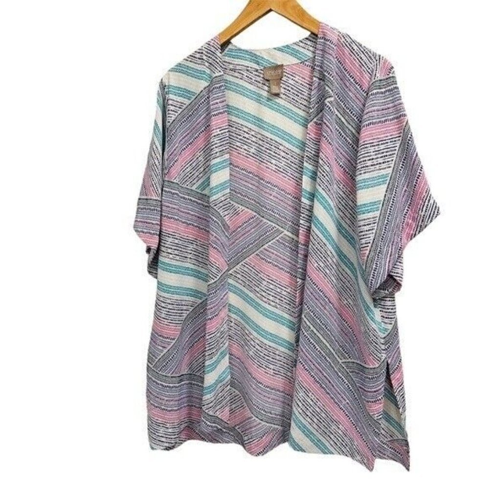 Chico’s Rainbow Dots Easy Kimono Jacket Size Medium